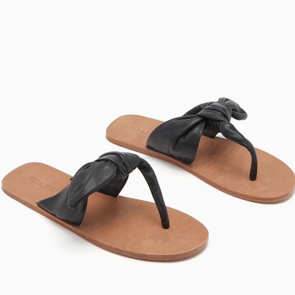 Ulla Johnson Black Leather Dixie Sandals Size 38